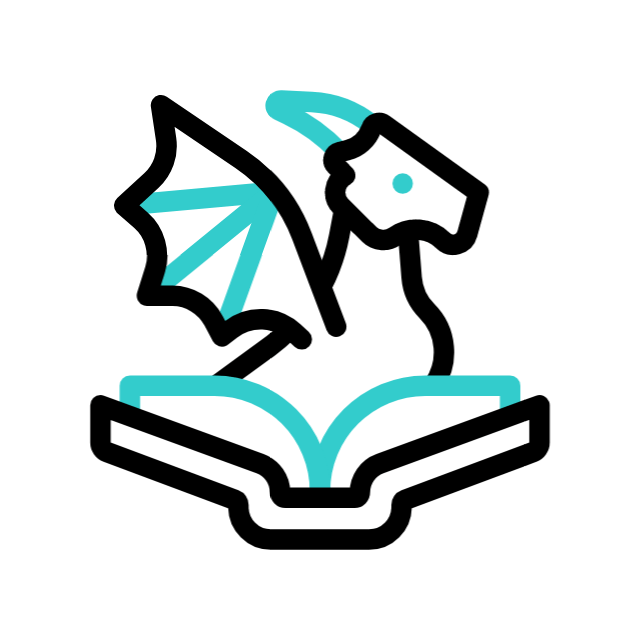 An open book with movind green neaon fire gif.